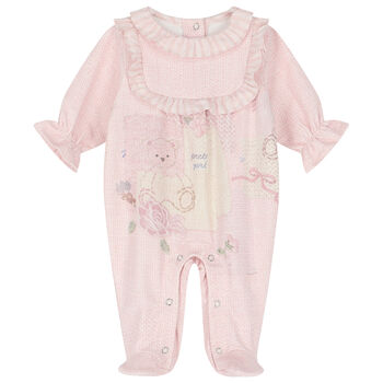 Baby Girls Pink Ruffled Babygrow